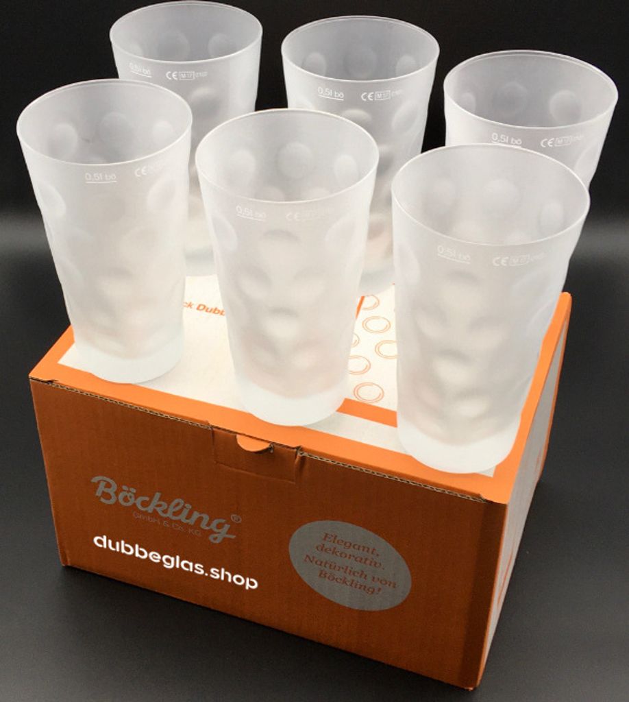 6 x satinierte Dubbegläser 0,5 Liter - Pfalz Schorleglas Produktbild 