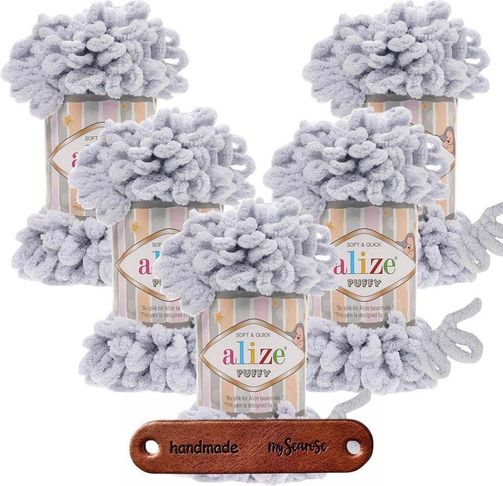 5 x ALIZE Puffy 416 Grey mit Label Produktbild 