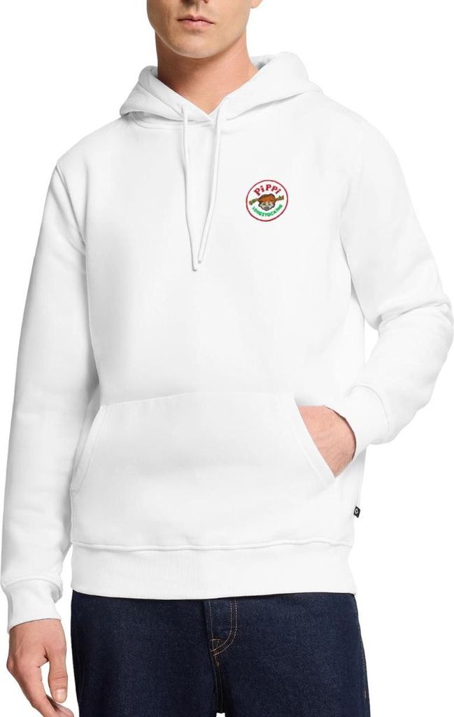 Spreadshirt Pippi Langstrumpf Portrait Rundes Logo Herren Premium Hoodie, M, Weiß