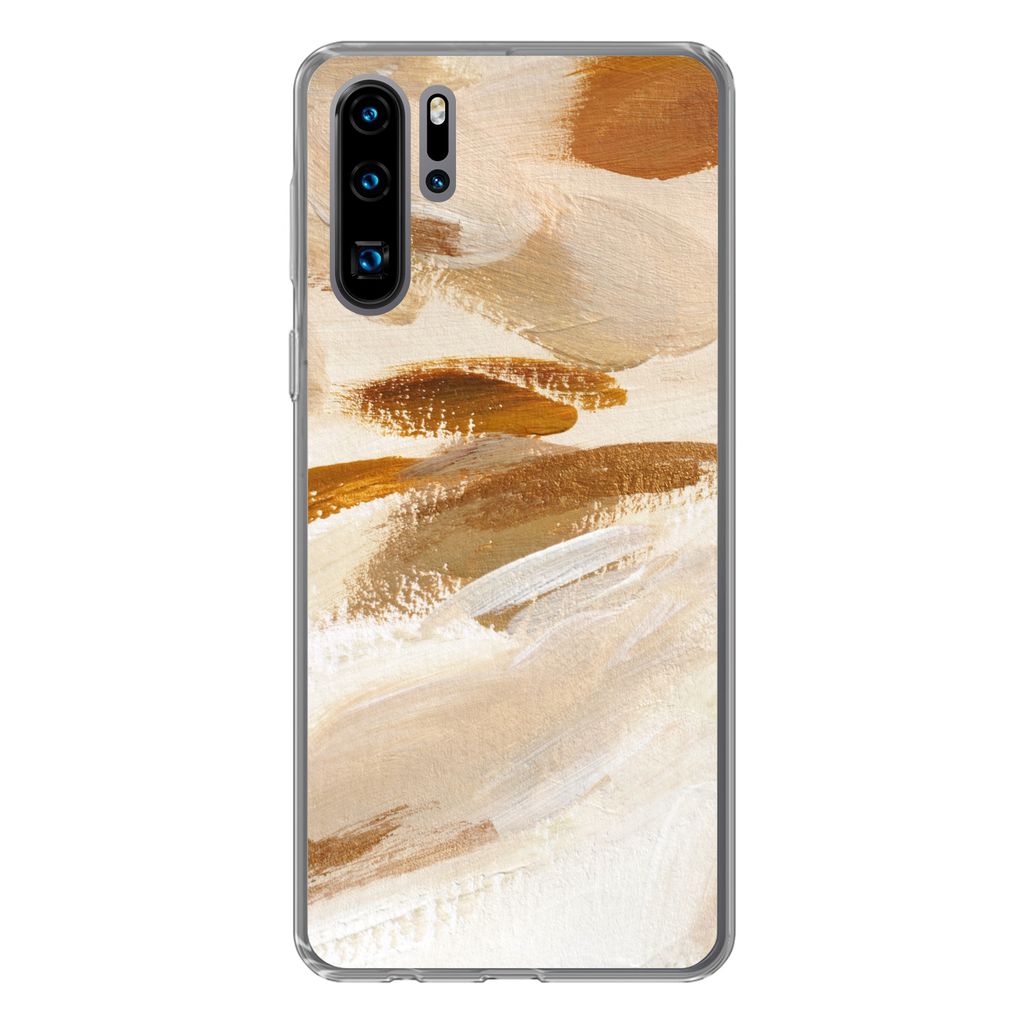 MuchoWow Handyhülle Schutzhülle Hülle für Huawei P30 Pro Farbe - Beige - Weiß Silikon Softcase Handy Hülle - Schutzdeckel