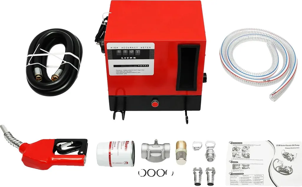 Pompe à carburant auto-amorçante 12V rouge avec moteur gros débit 40L