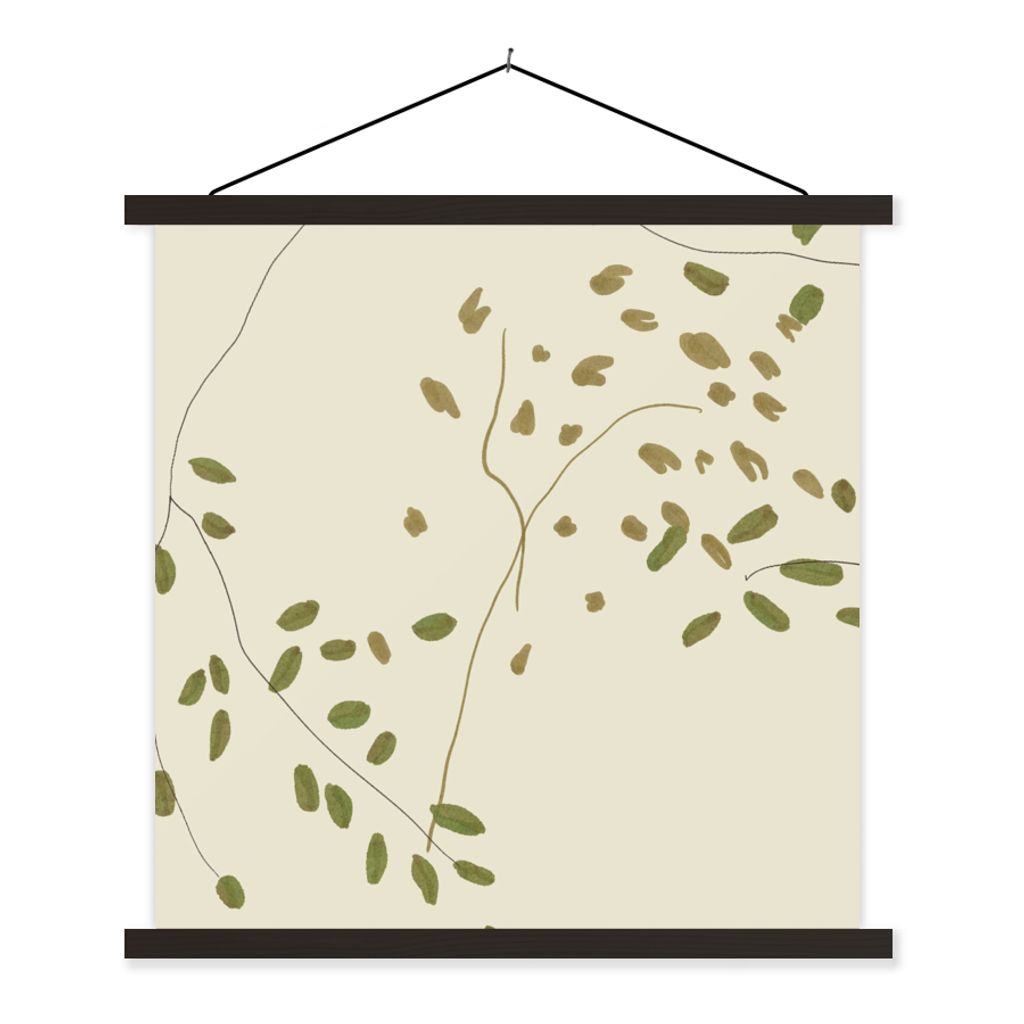 MuchoWow Textilposter Grün - Blumen - Pastell 40x40 cm mit schwarzem Rahmen - Fotos