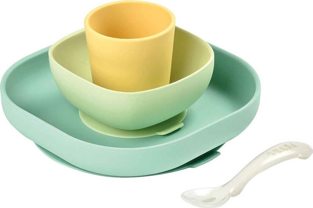 Béaba Silikon Essgeschirr Set mit Saugnapf Gelb