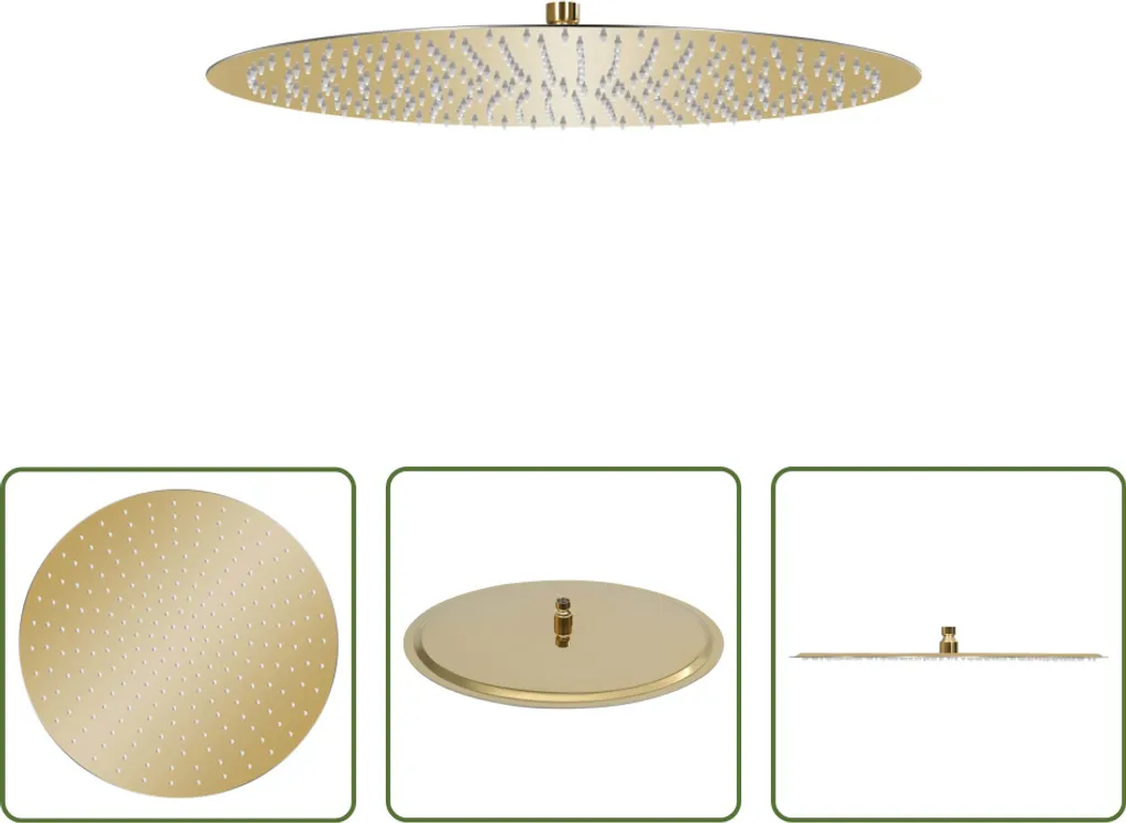 Soffione Doccia Rotondo 50 cm Oro - Acciaio Inox Anticalcare