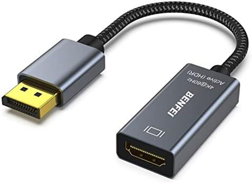 Aktiv DisplayPort auf HDMI Adapter, Unidirektional DisplayPort DP Computer zu HDMI Monitor Adapter (Stecker zu Buchse), Unterstützung 4K@60Hz/2K@1...
