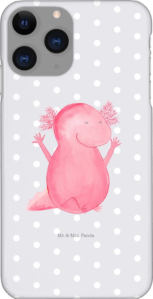 Mr. & Mrs. Panda Iphone 11 Pro Handyhülle Axolotl Hurra - Grau Pastell - Geschenk, Lurch, Spaß, Handy Case, Freude, Premium Kunststoff