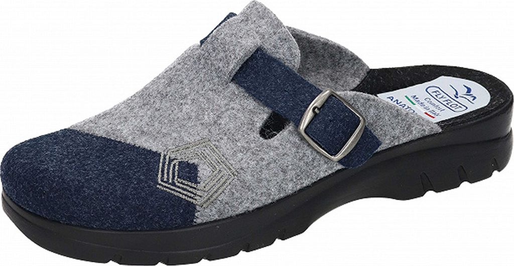 Fly Flot Herren Pantoffeln Hausschuhe Filz mit Schnalle, Größe:45 EU, Farbe:Mehrfarbig