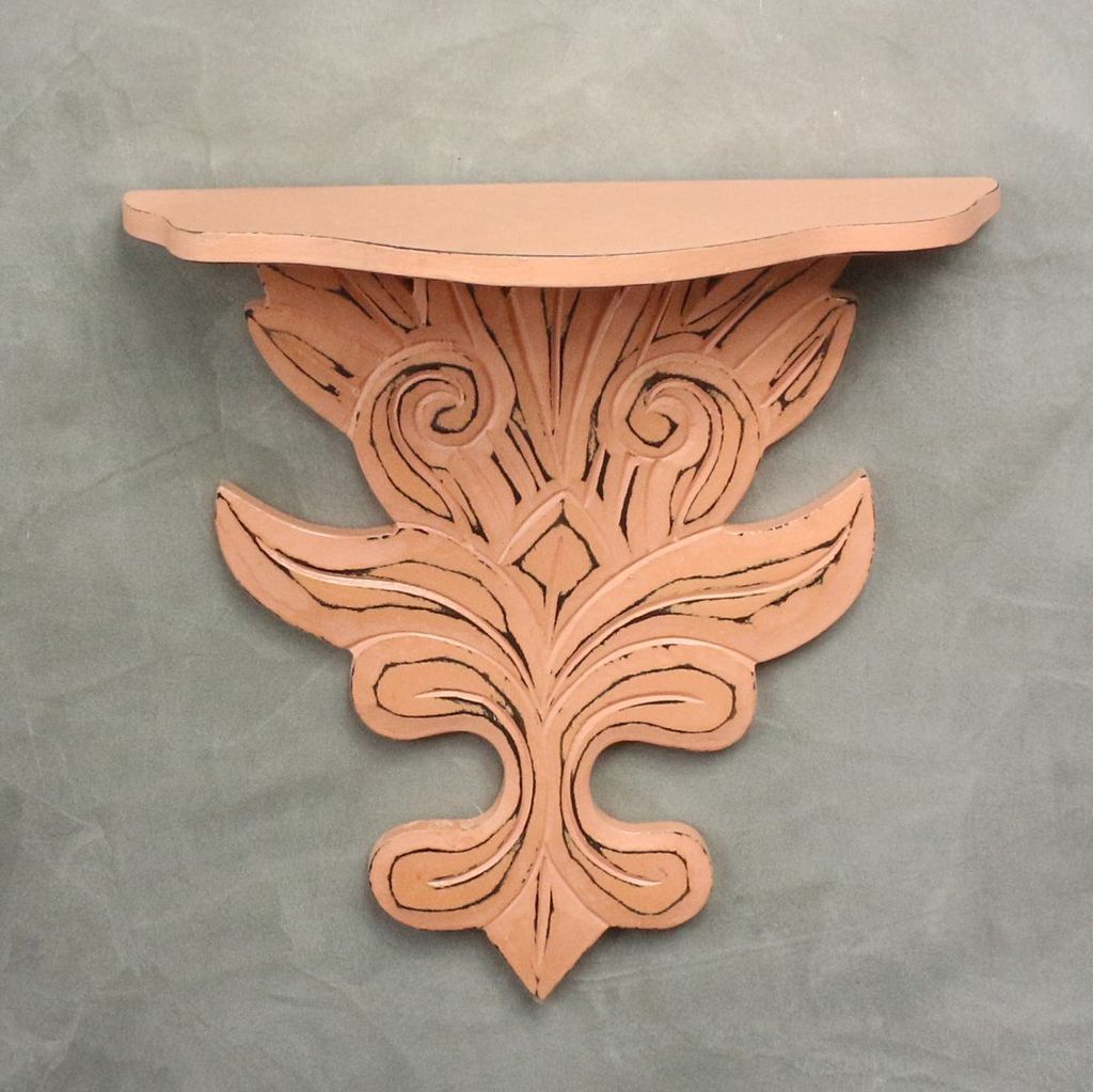 Wandpanel Wandkonsole Wandregal Ablage Hängekonsole Vintage Landhaus Shabby Chic Regal Panel Zwei in Einem 30 cm Orange