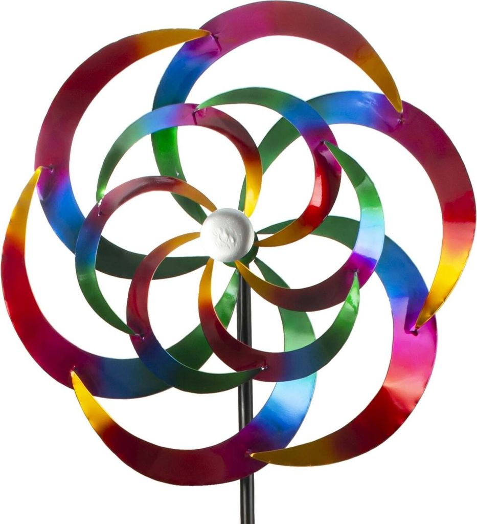 Windrad Windspiel mehrfarbig aus Metall als Gartenstecker Höhe 183 cm ? 60 cm