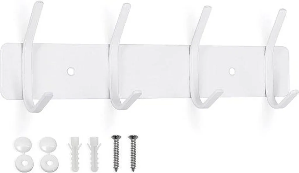 Crochet mural blanc en acier inoxydable, lot de 4, finition durable