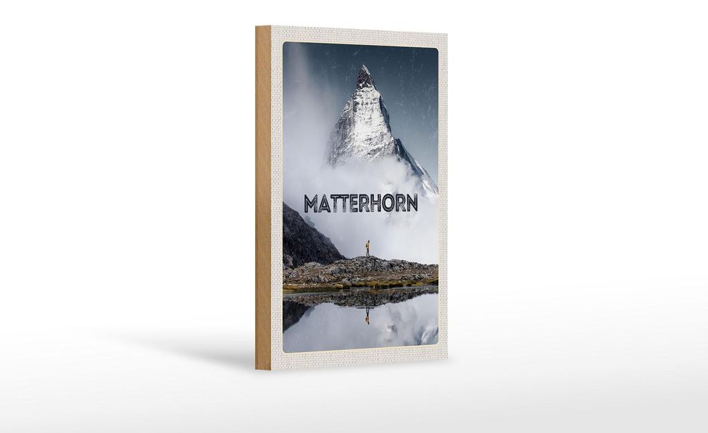 Holzschild Reise 12x18 cm Matterhorn Schweiz Wanderung Berg