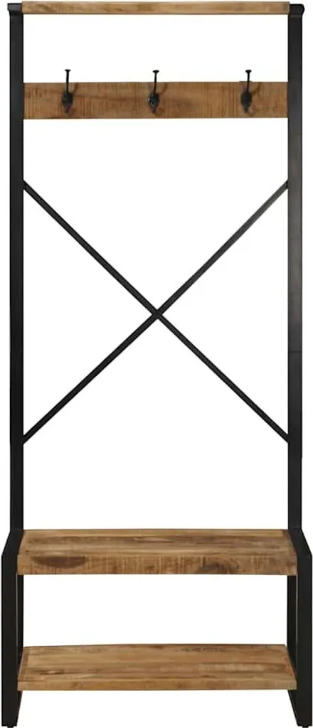 Portemanteau en Bois de Manguier Massif Rugueux - Structure Robuste 80x40x190cm