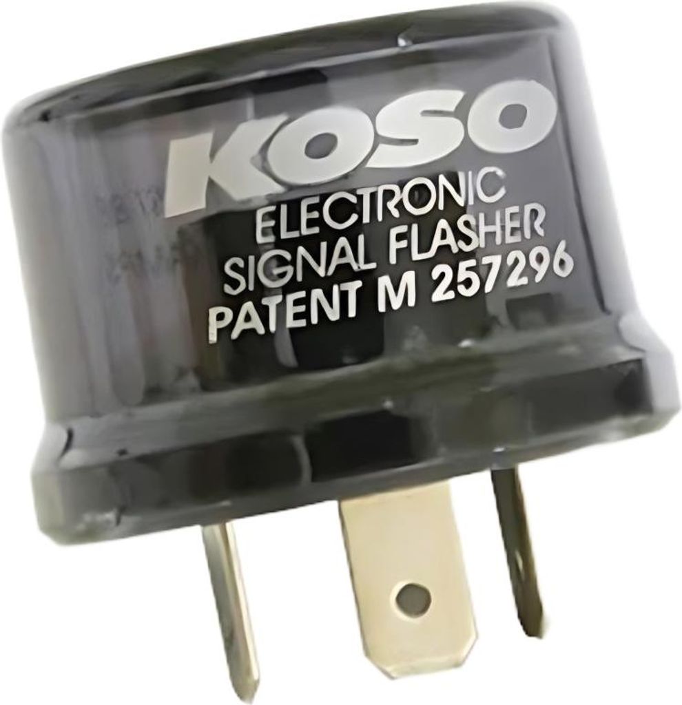 KOSO Blinkerrelais Digital 12V 3 Pins inkl. Adapter Stecker 15A Relais universal