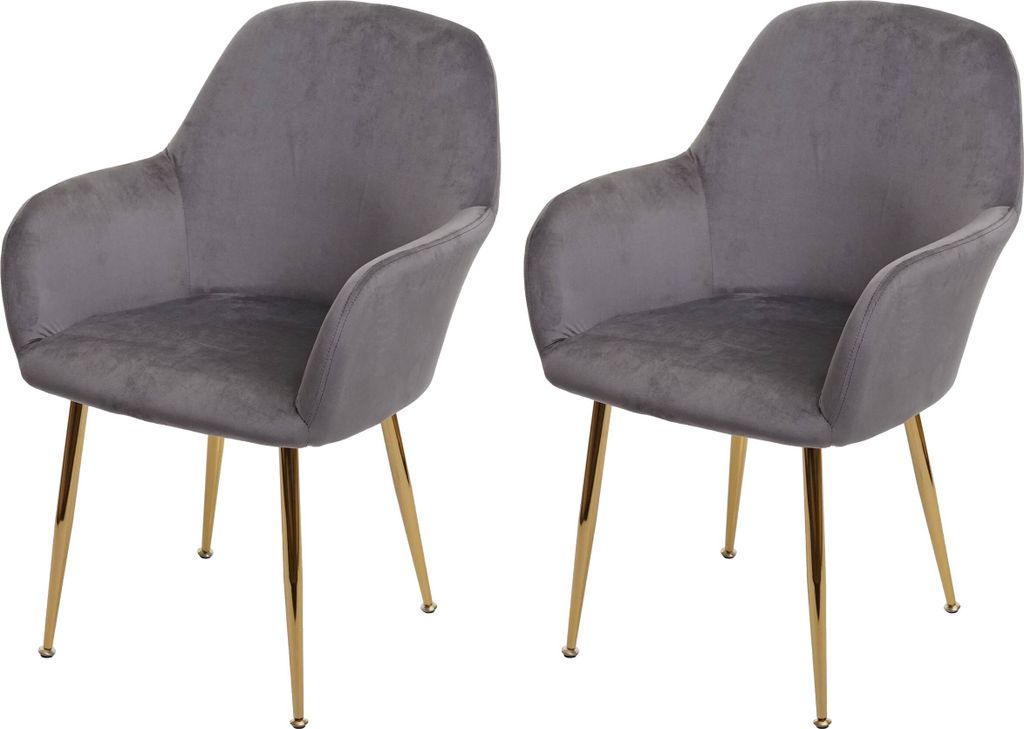 Židle v retro stylu F18 (SET 2 ks) - samet, zlatá podnož - Obrázek produktu 