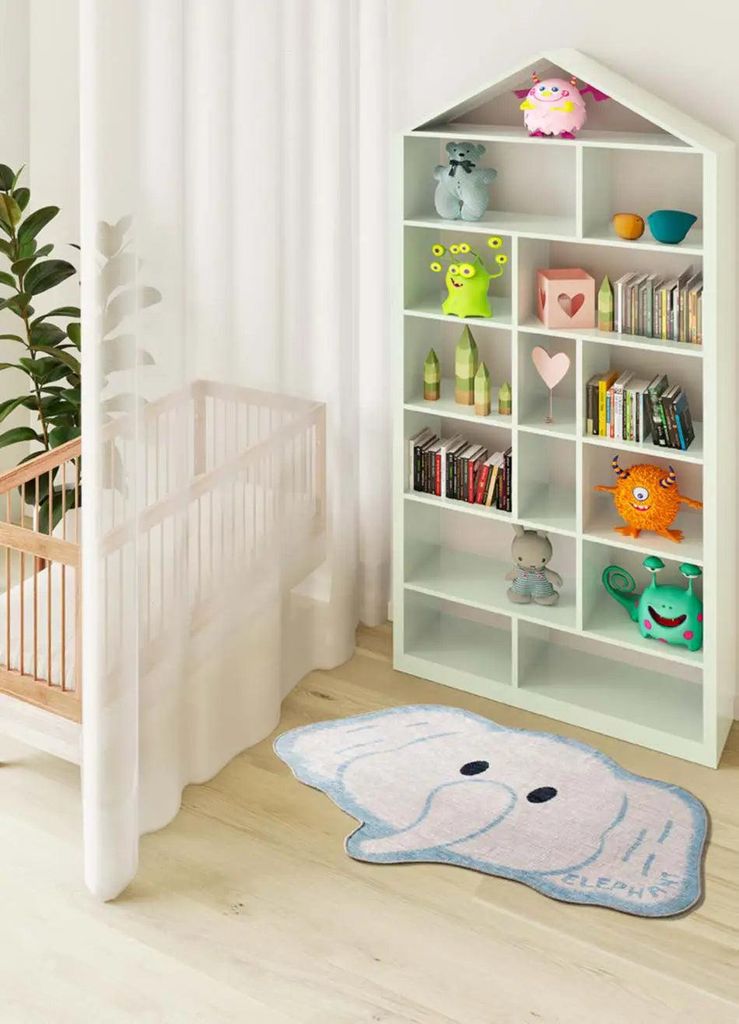 ATTICGO Kinderteppich CANDY Elefant in Weiß, 75x120 cm