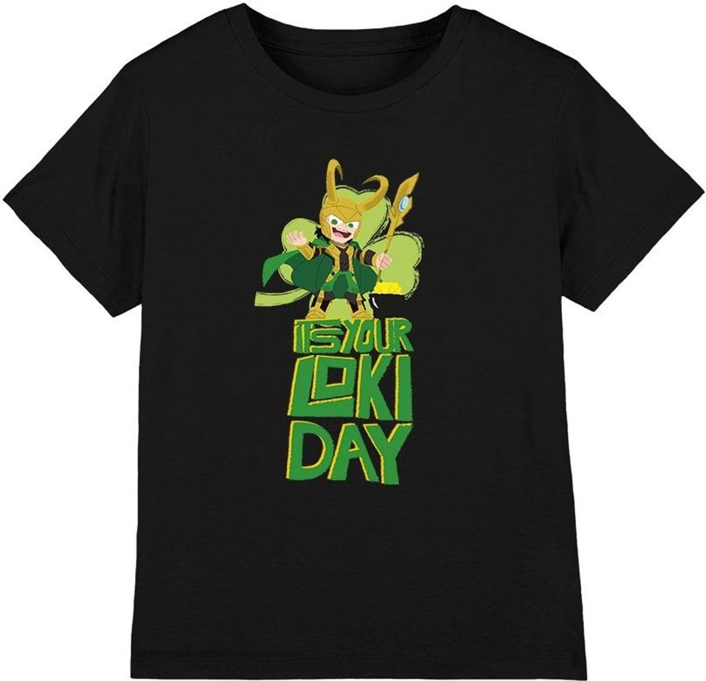 Loki - "Loki Day" T-Shirt für Kinder - St Patricks-Tag TV3816 (152-158) (Schwarz)