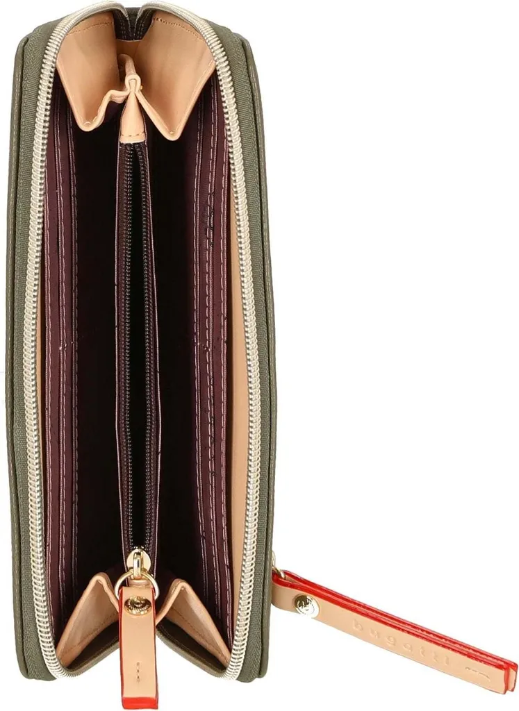 Portefeuille Femme Ella Bugatti Zip Around Olive Vert Format Pratique