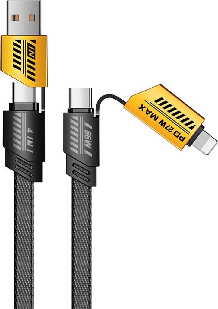 100CM 4-In-1 Ladekabel USB Typ-C 8Pin PD65W Schnelle Lade Handy Tablet Nylon Geflochtene daten Kabel Draht Kabel für Android für iPhone