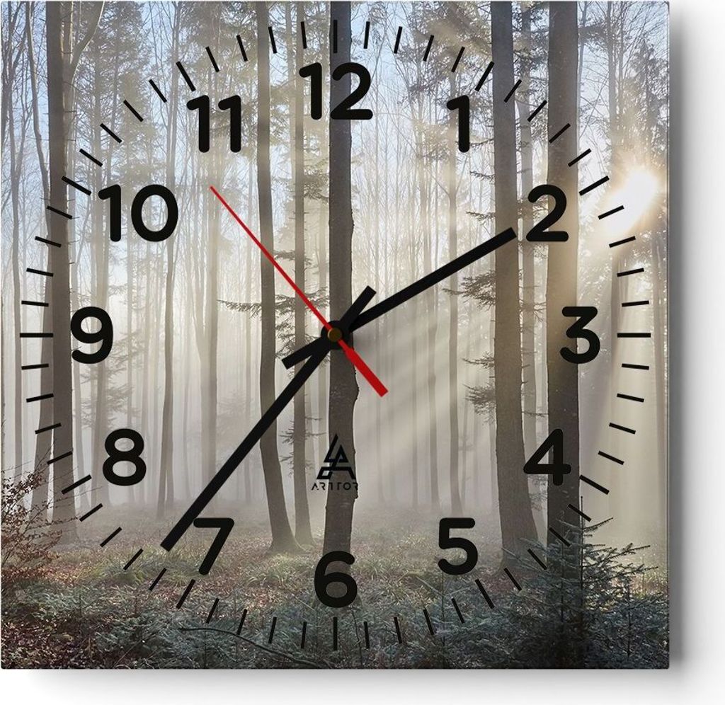 Wanduhr - Quadrat - Glasuhr - Wald Baum Natur - 30x30cm - Schleichendes Uhrwerk - Lautlos - zum Aufhängen bereit - Dekoration Modern - Wanddekorat...