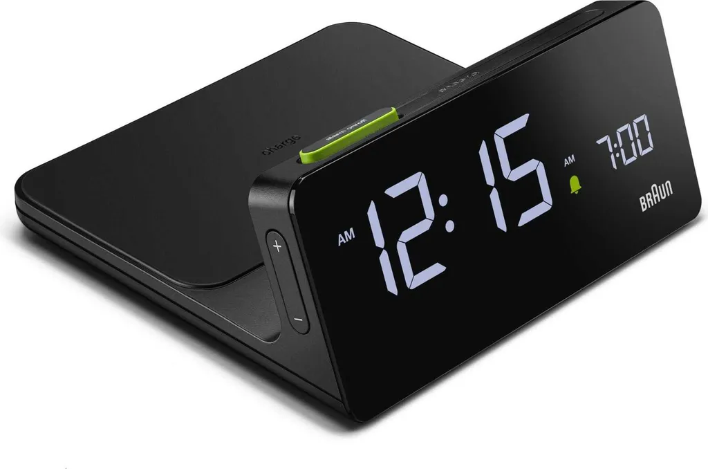 Réveil de Table de Chevet Braun BC21 Noir LCD Rectangulaire pour la Chambre