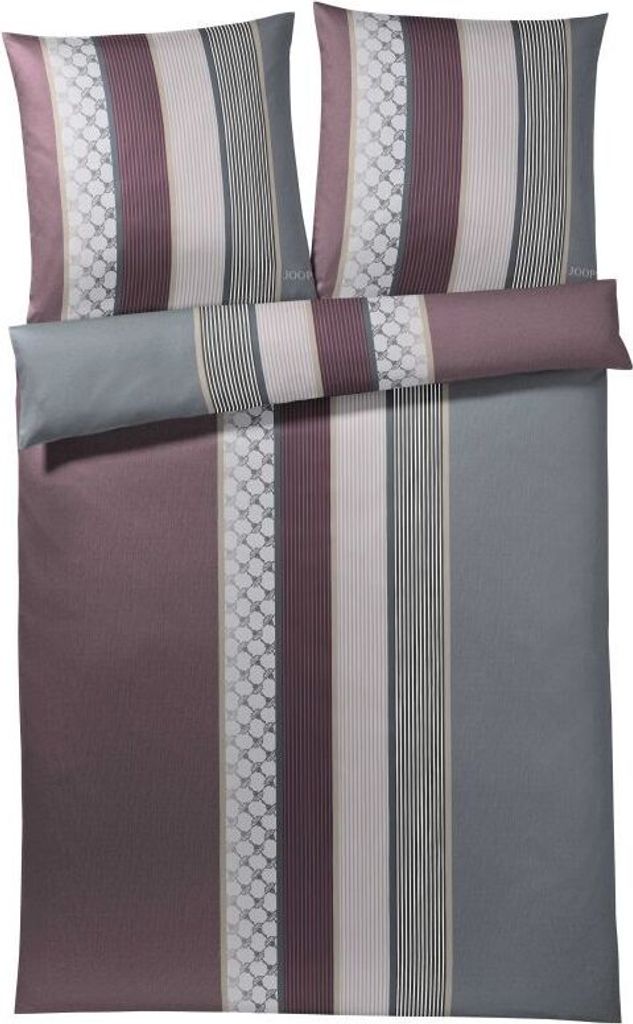 JOOP! Mako-Satin-Bettwäsche-Garnitur Cornflower Stripes Farbe deep wine Größe 200x200+2x70x90cm
