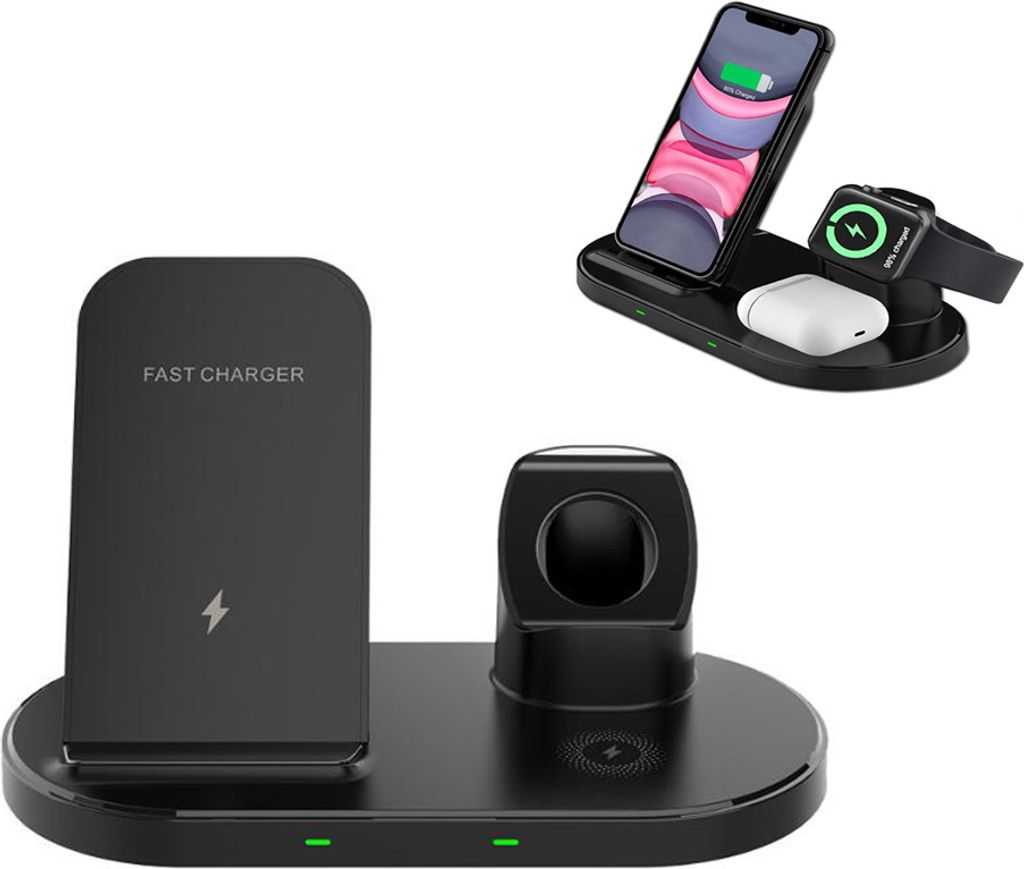 Raide Wireless Charger Induktive Ladestation, 3 in 1 Kabellose Ladestation für Apple Watch, AirPods Pro/2 Schneller kabelloser Ladeständer für i...