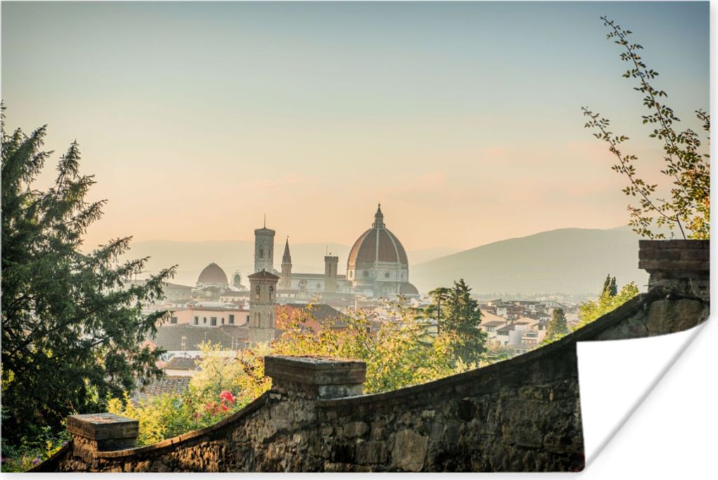 MuchoWow Poster Italien - Stadt - Florenz - Mauer 60x40 cm - Schlafzimmerdekoration