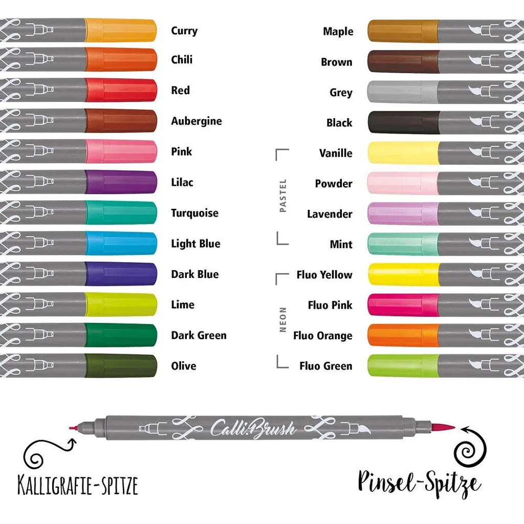 Set de 24 Feutres de Calligraphie Double Pointe et Trousse Souple