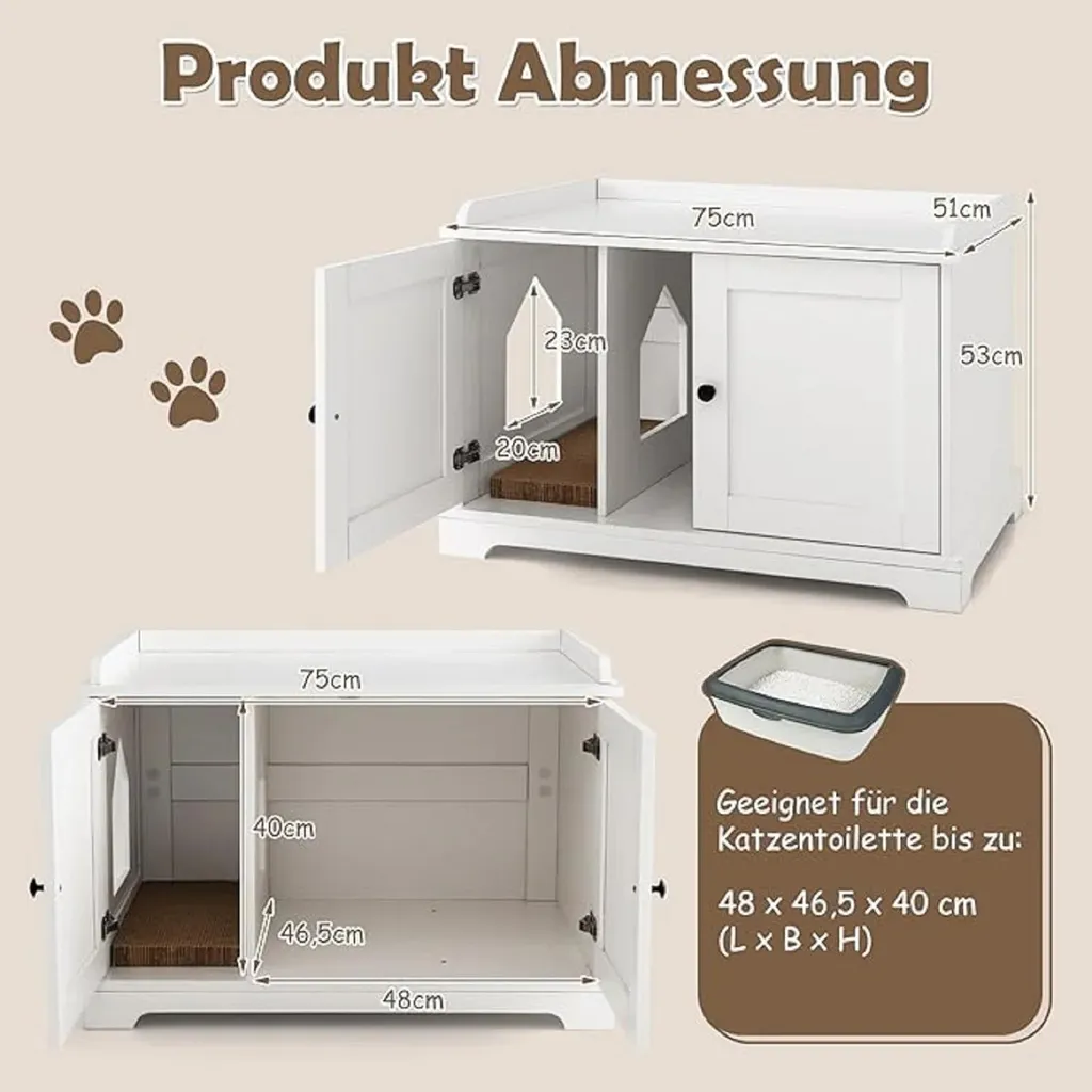 Cache litière chat blanc anti-odeur et anti-projection - Meuble intérieur