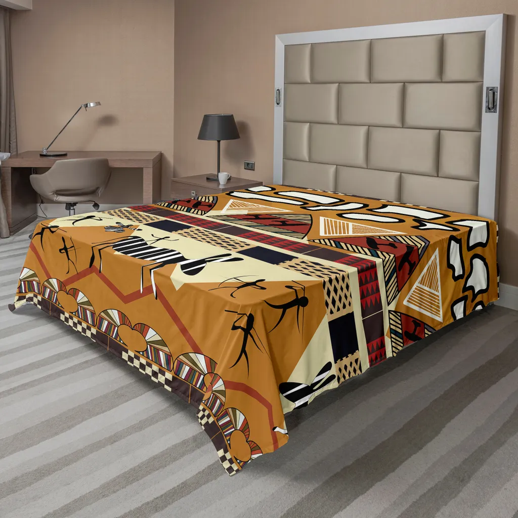 Grand drap plat décoratif thème zèbre et tribu africaine 266x260 cm
