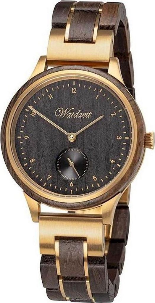 Waidzeit Herrenarmbanduhr EG02 Mystic Gold mit Holzband
