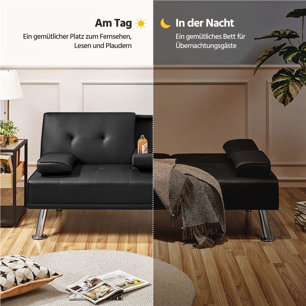 Yaheetech 3er-Sofa Schlafsofa Couch mit Tassenhalter Produktbild 9