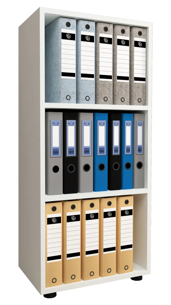 Scaffale Ulas Bianco 3 Vani - Libreria Robusta per Raccoglitori Ufficio