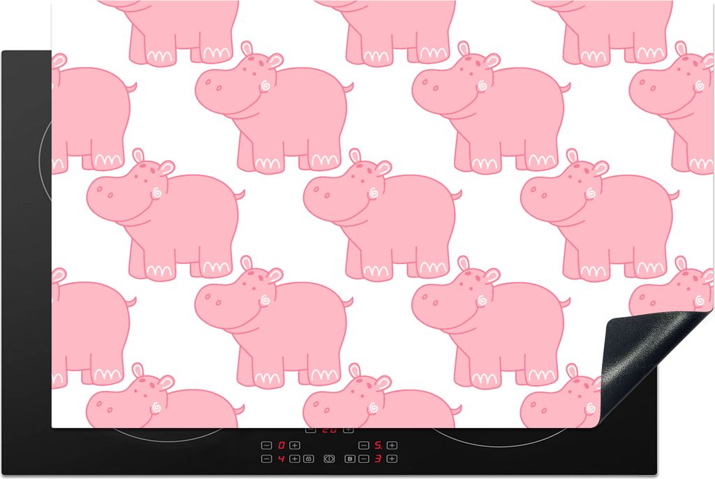 KitchenYeah Herdabdeckplatte Nilpferd - Rosa - Mädchen - Kind - Muster , 80x52cm, Küche Deko, Glaskeramikfeld Herdabdeckung, Abdeckplatte fùr ...