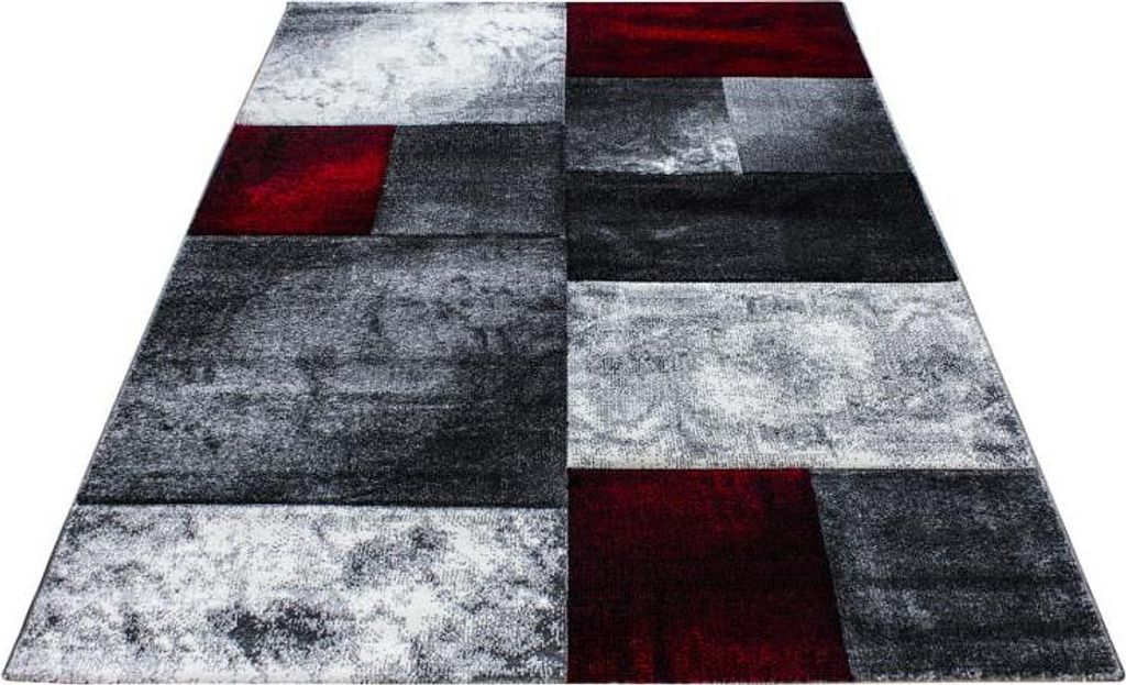 Ayyildiz | Moderner Teppich - Geometrisch - Abstrakt Design - Kurzflor Wohnzimmer - rot - 340 cm x 240 cm