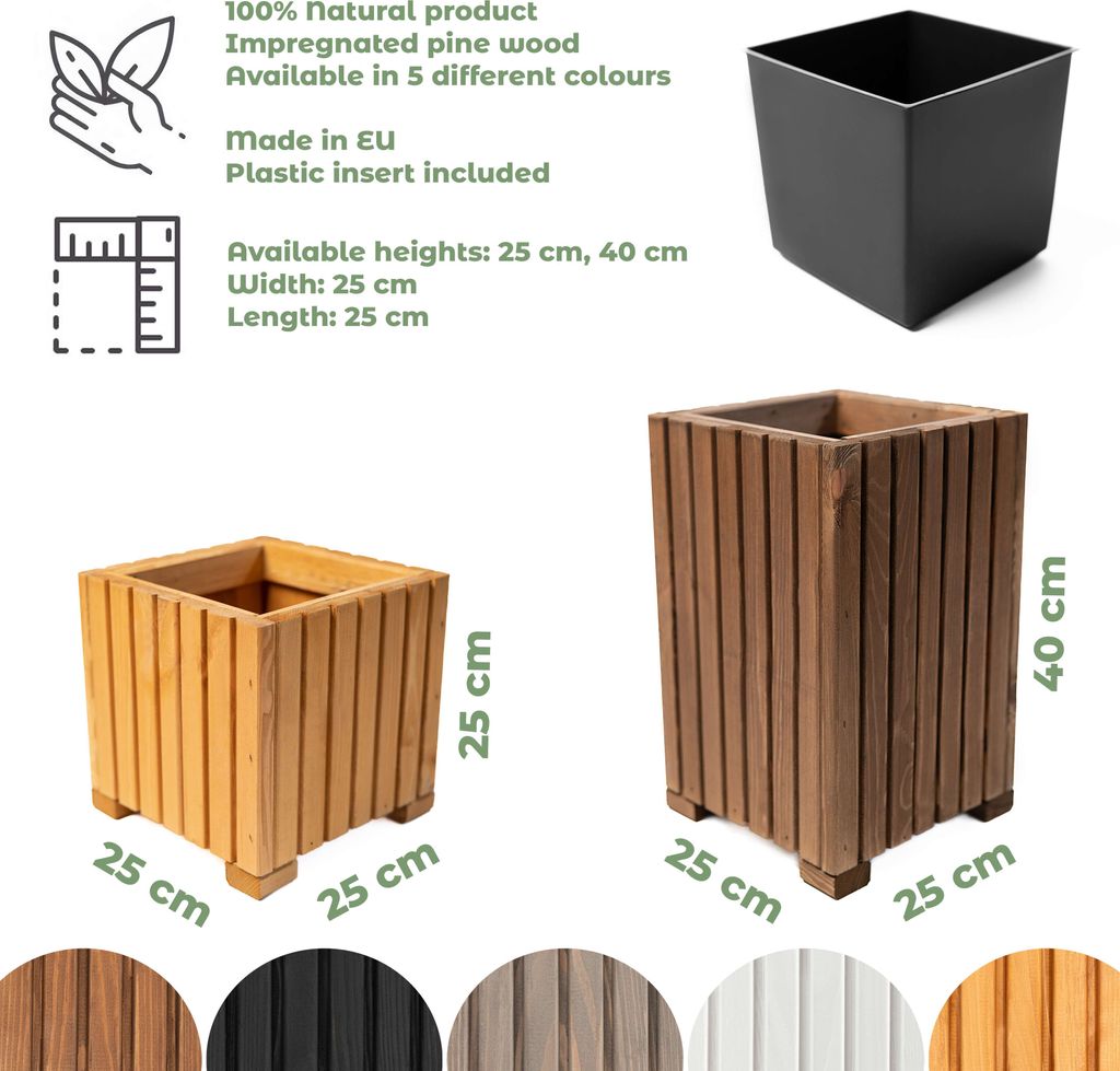 Blumenkasten aus Holz | Pflanzkasten | Blumentopf 40 x 25 x Produktbild 