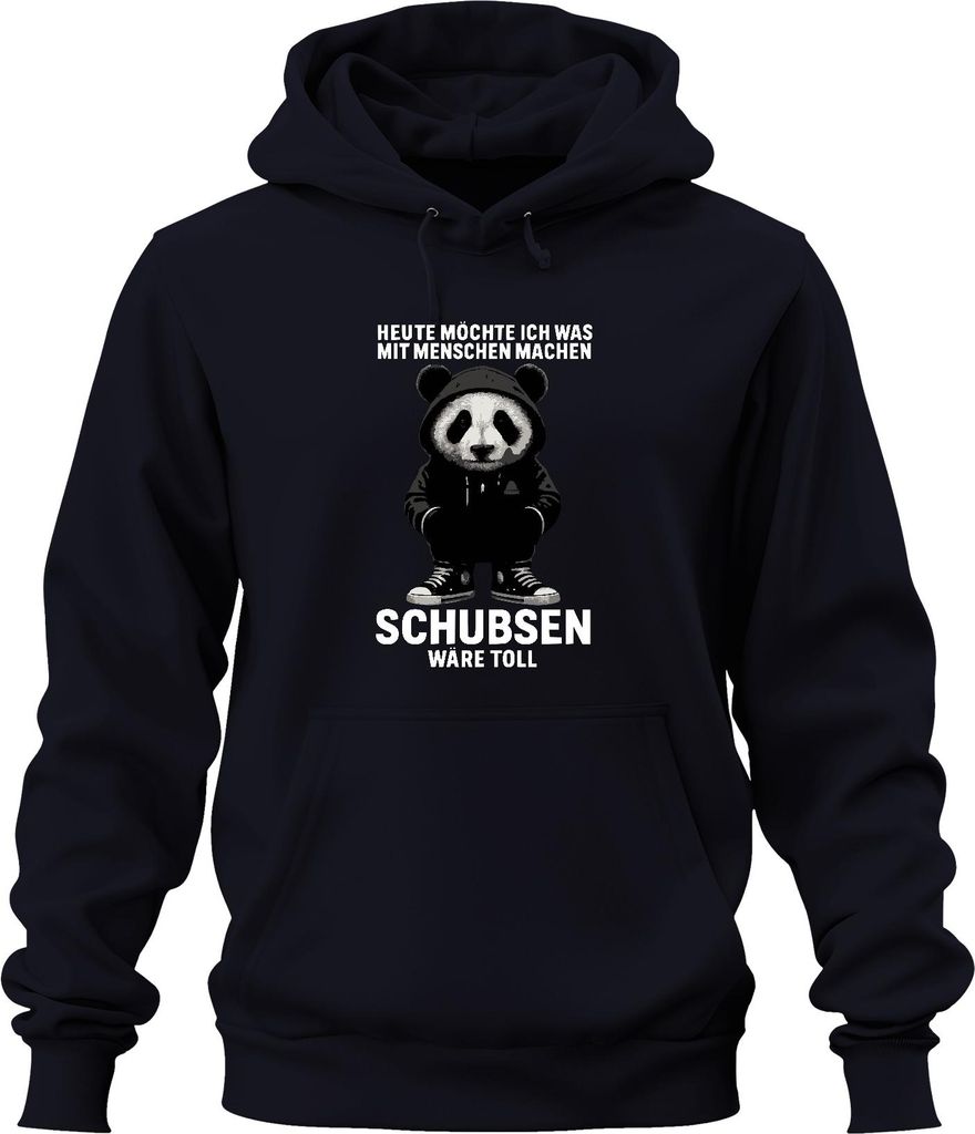 Heute möchte ich mit Menschen was machen Panda sarkastisch lustig Uni Hoodie Kapuzenpullover, Navy, XL
