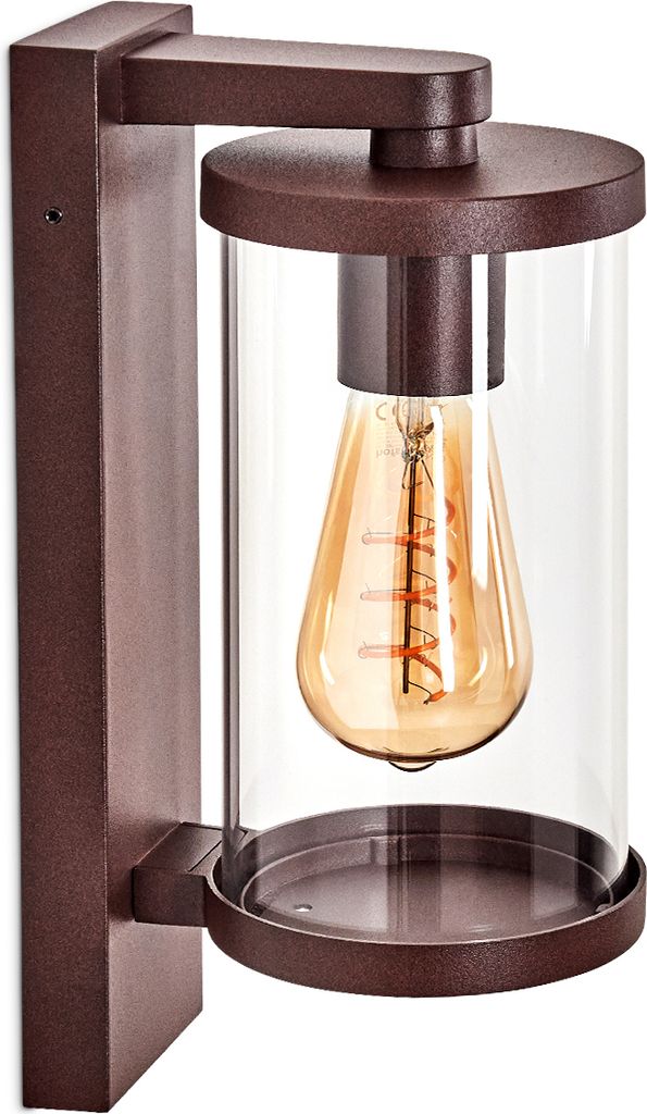 Salò Außenwandlampe aus Metall/Glas in Rostfarben/Klar