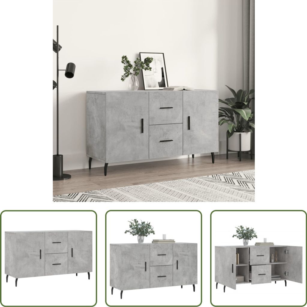 The Living Store Sideboard Betongrau 100x36x60 cm Holzwerkstoff