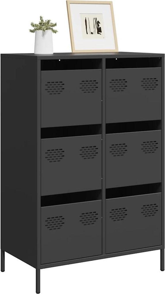 "2026 Promotion" Highboard/Vitrine/Beistellschrank - Schwarz 68x39x101,5 cm Stahl - Kommoden CC30929