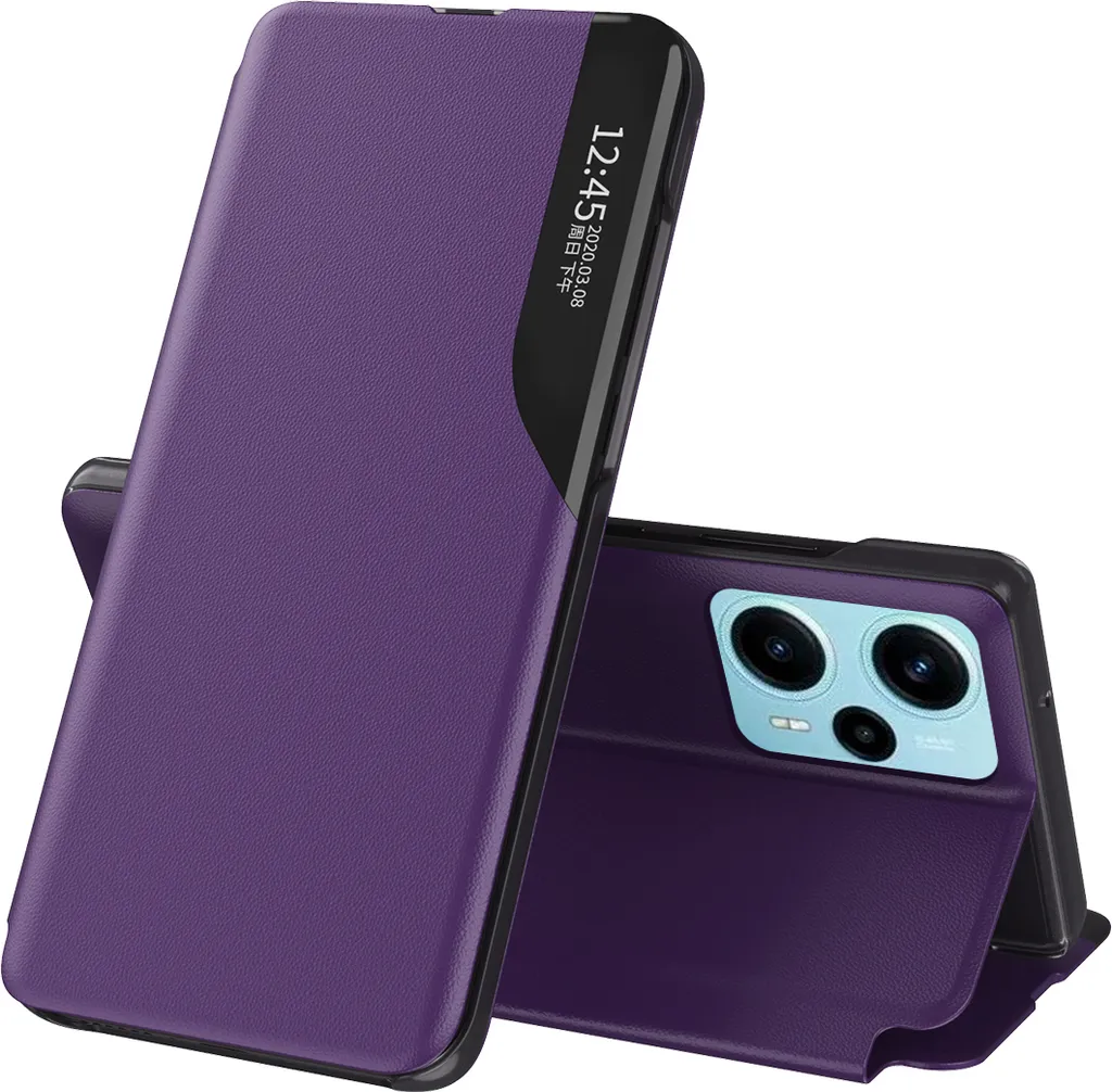 Custodia Flip per Xiaomi Poco F5 Viola in Finto Cuoio con Finestra