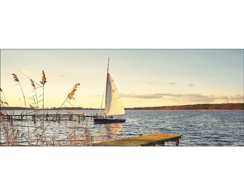 Glasbild Lonely Sailing Boat 80x30 cm