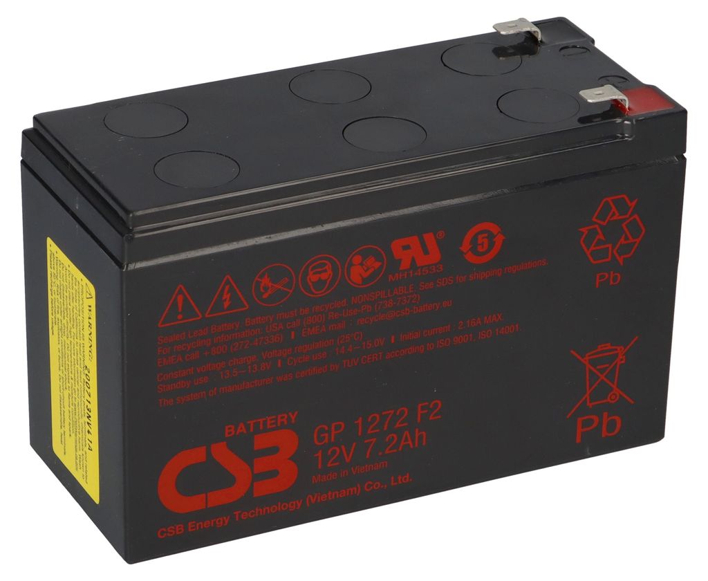 CSB Batterie au plomb GP1272 F2 12V 7,2Ah AGM 6,3mm Faston Image du produit 