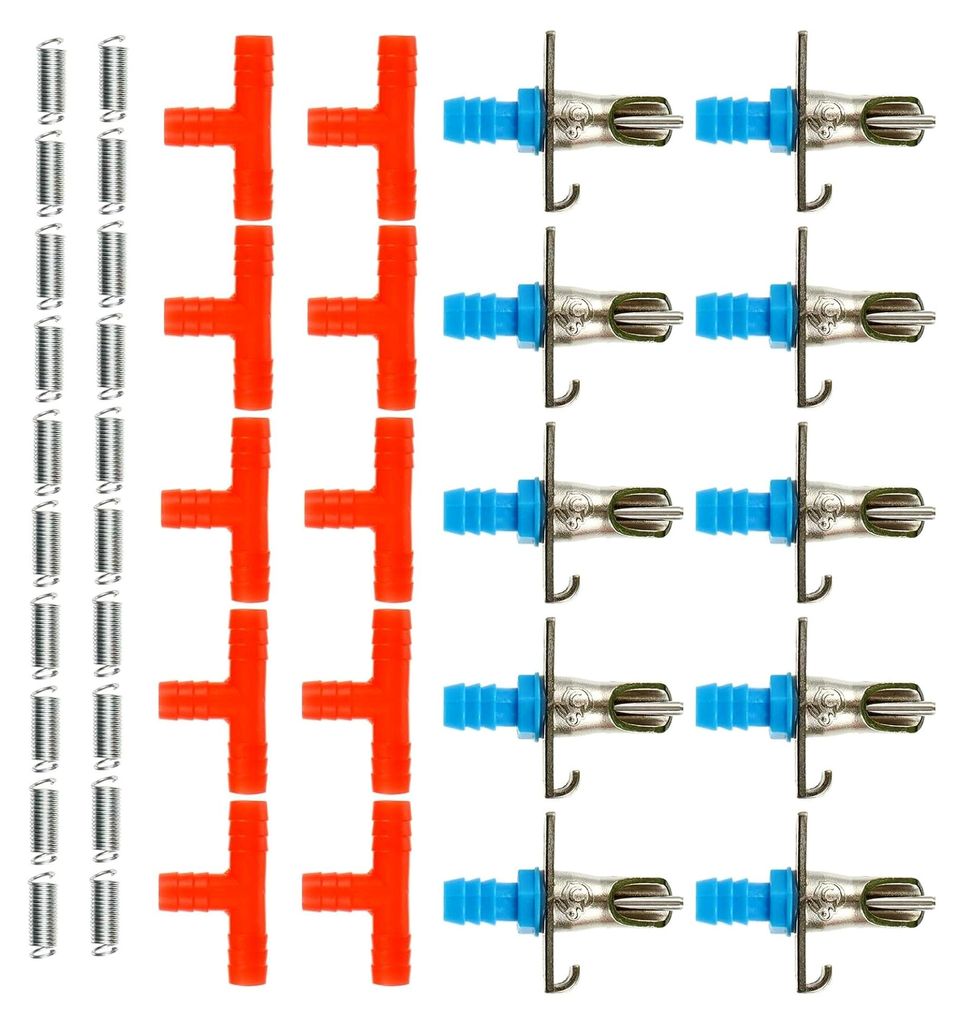 Automatischer Wasserspender für Kaninchen mit Federmechanismus, 10 Stück, spritzwassergeschützt und langlebig für Kleintierkäfige