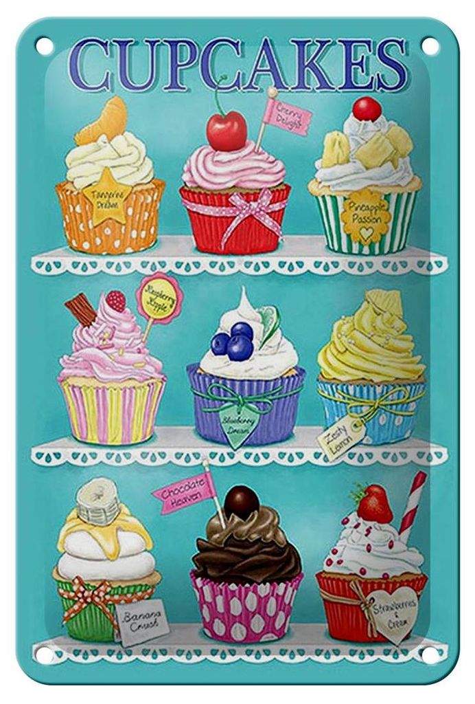 Blechschild Cupcakes 12x18cm Cherry Chocolate banana cream