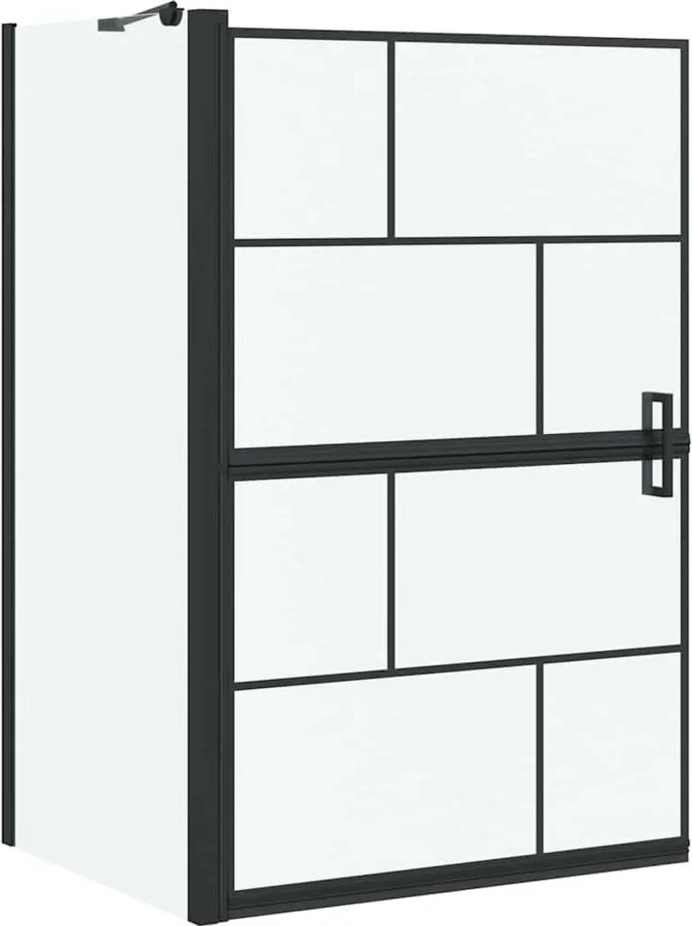 Paroi de douche pour petite salle de bain cadre noir et verre 80x68x128cm