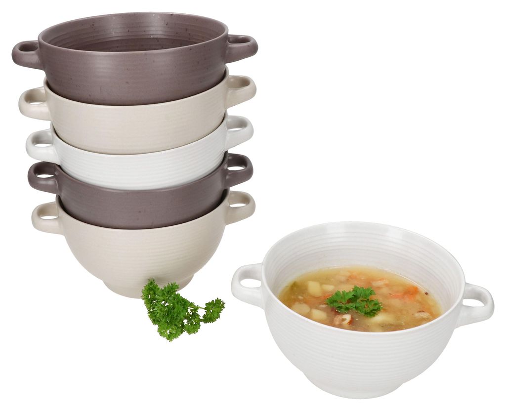 6x Sandy Suppentasse 450ml mit Henkeln Suppenterrine Produktbild 