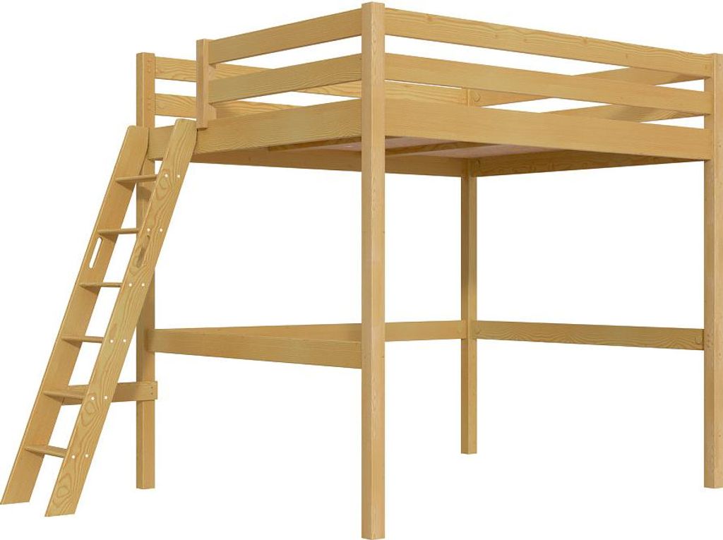 Hochbett aus holz Sylvia 160x200 schräger Leiter - Honig