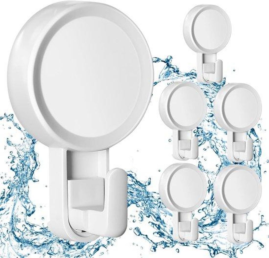 Famanu Set von 6 extra starken Vakuum-Saugnaphaken ohne Bohren - wiederverwendbare Handtuchhaken bis 5 kg