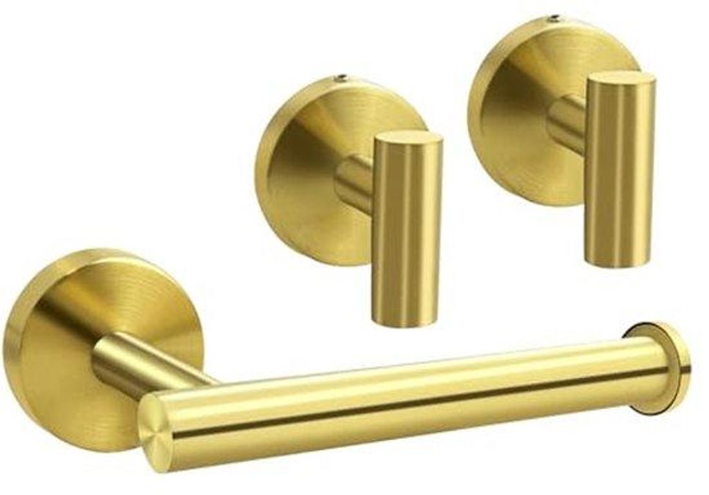 Ultiluxe Toiletpapierhalter - Wandmontage - SUS 304 Edelstahl - Gebürstetes Design - Gold mit 2 Haken